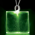 Light Up Necklace - Acrylic Square Pendant - Green